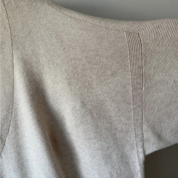 Lou & Grey V-Neck Tunic Sweater L Oatmeal Beige Oversized 100% Cotton EUC - Picture 5 of 15